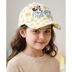 Pine Kids Disney Summer Caps with Minnie Mouse Graphics & Polka Dot Print Yellow & White - Diameter 52.5 cm