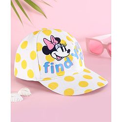 Pine Kids Disney Summer Caps with Minnie Mouse Graphics & Polka Dot Print Yellow & White - Diameter 52.5 cm