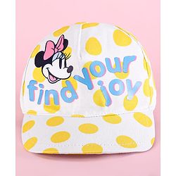 Pine Kids Disney Summer Caps with Minnie Mouse Graphics & Polka Dot Print Yellow & White - Diameter 52.5 cm