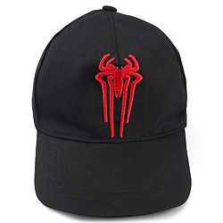 Pine Kids Marvel Cotton Woven Summer Cap with Spiderman Graphics Black - Diameter 17 cm