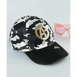Pine Kids Marvel 100% Cotton Summer Cap With Avengers Print Black - Circumference 54 cm