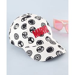 Pine Kids Marvel 100% Cotton Summer Cap With Avengers Print White - Circumference 52 cm