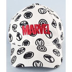 Pine Kids Marvel 100% Cotton Summer Cap With Avengers Print White - Circumference 52 cm