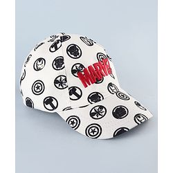 Pine Kids Marvel 100% Cotton Summer Cap With Avengers Print White - Circumference 52 cm