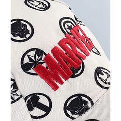 Pine Kids Marvel 100% Cotton Summer Cap With Avengers Print White - Circumference 52 cm