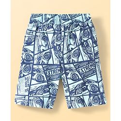Pine Kids Single Jersey Knit Half Sleeves Co-Ords Shorts Night Suit With Extreme Sport Theme Text Print- Blue