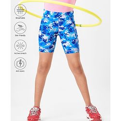 Pine Active Knit Knee Length Super Stretch Cycling Shorts - Blue