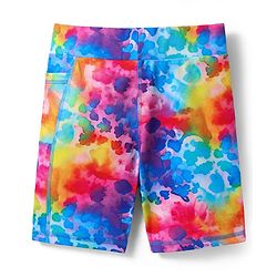 Pine Active Knit Knee Length Super Stretch Cycling Printed Shorts  - Light Blue & Pink
