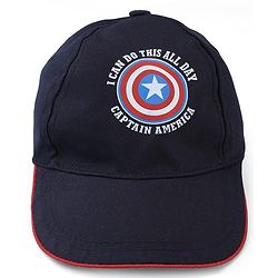 Pine Kids Marvel Cotton Woven Summer Cap with Avengers Graphics & Badge Detailing Navy Blue - Diameter 19 cm