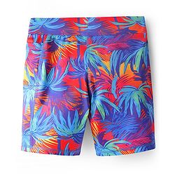 Pine Active Super Stretch Knee Length Cycling Shorts With Tropical Print - Blue