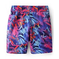 Pine Active Super Stretch Knee Length Cycling Shorts With Star Print - Pink & Blue