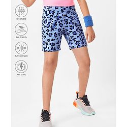 Pine Active Super Stretch Knee Length Cycling Shorts With Animal Print - Blue