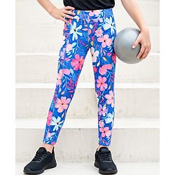 Pine Active Full Length Legging With Floral Print - Blue