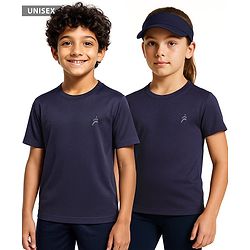 Pine Active Half Sleeves Solid Colour T-Shirt - Navy Blue