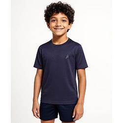 Pine Active Half Sleeves Solid Colour T-Shirt - Navy Blue