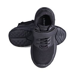 Pine Kids School Shoes with Velcro Closure - Black