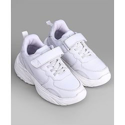 Pine Kids School Shoes with Velcro Closure - White