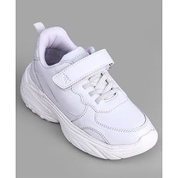 Pine Kids School Shoes with Velcro Closure - White