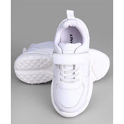 Pine Kids School Shoes with Velcro Closure - White