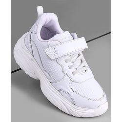 Pine Kids School Shoes with Velcro Closure - White