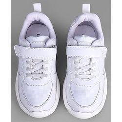 Pine Kids School Shoes with Velcro Closure - White