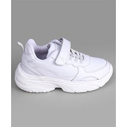 Pine Kids School Shoes with Velcro Closure - White