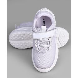 Pine Kids School Shoes with Velcro Closure - White