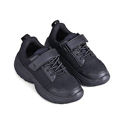 Pine Kids School Shoes with Velcro Closure - Black