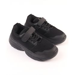 Pine Kids School Shoes with Velcro Closure - Black