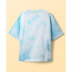 Pine Kids Marvel Single Jersey Knit Half Drop Shoulder Sleeves T-Shirt & Shorts Set With Avengers Graphics Tie & Dye Print & Badge Detailing - Light Blue