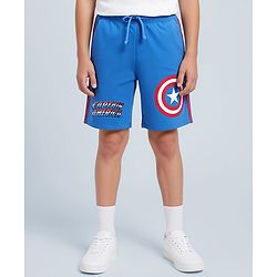 Pine Kids Marvel 100% Cotton Knee Length Shorts With Avengers Captain America Graphics & Tape Detailing - Blue