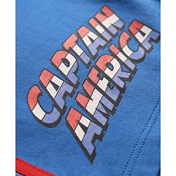 Pine Kids Marvel 100% Cotton Knee Length Shorts With Avengers Captain America Graphics & Tape Detailing - Blue