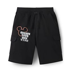 Pine Kids Disney Single Jersey Knit Raglan Drop Shoulder Oversize Half Sleeves T-Shirt & Shorts with Mickey Mouse Graphics with Pocket Detailing - Yellow