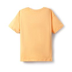 Pine Kids Cotton Knit Half Drop Shoulder Sleeves T-Shirt with Text Print - Orange