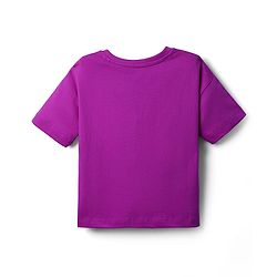 Pine Kids Cotton Knit Half Drop Shoulder Sleeves T-Shirt with Text Print - Purple