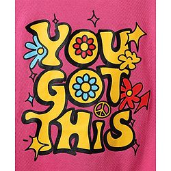 Pine Kids Cotton Knit Half Sleeves Drop Shoulder T-Shirt with You Got This Text Print - Pink