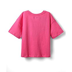 Pine Kids Cotton Knit Half Sleeves Drop Shoulder T-Shirt with You Got This Text Print - Pink