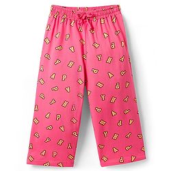 Pine Kids Cotton Knit Half Sleeves Capri Night Suit with Text Print - Yellow & Pink