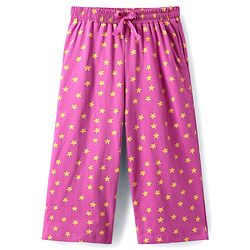 Pine Kids Cotton Knit Half Sleeves Capri Night Suit With Awesome & Star Print - Light Yellow