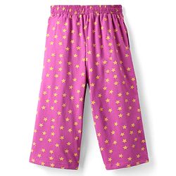 Pine Kids Cotton Knit Half Sleeves Capri Night Suit With Awesome & Star Print - Light Yellow