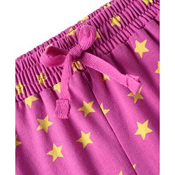 Pine Kids Cotton Knit Half Sleeves Capri Night Suit With Awesome & Star Print - Light Yellow