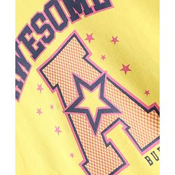 Pine Kids Cotton Knit Half Sleeves Capri Night Suit With Awesome & Star Print - Light Yellow