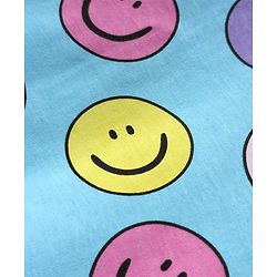 Pine Kids Cotton Knit Half Sleeves Capri Night Suit With  Smiley Print - Light Blue
