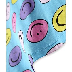 Pine Kids Cotton Knit Half Sleeves Capri Night Suit With  Smiley Print - Light Blue