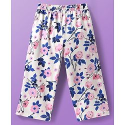 Pine Kids Cotton Knit Half Sleeves  Capri Night Suit With Floral Print - White