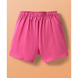 Pine Kids Single Jersey Knit Half Sleeves Striped Shorts Night Suit with Text Print - White & Dark Pink