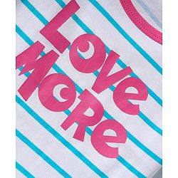 Pine Kids Single Jersey Knit Half Sleeves Striped Shorts Night Suit with Text Print - White & Dark Pink