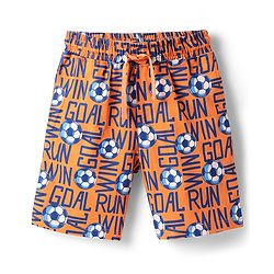 Pine Kids Single Jersey Knit Half Sleeves Co-ords Shorts Night Suit with Sports Theme Print - Orange