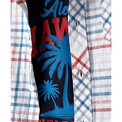 Pine Kids Cotton Woven Half Sleeves Checkered Shirt With T-Shirt - Multicolour