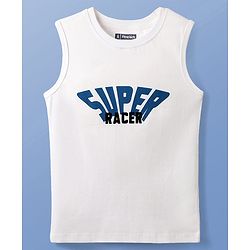 Pine Kids Cotton Woven Half Sleeves Checks Shirt With Sleeveless Text Printed T-Shirt - Light Blue White & Navy Blue